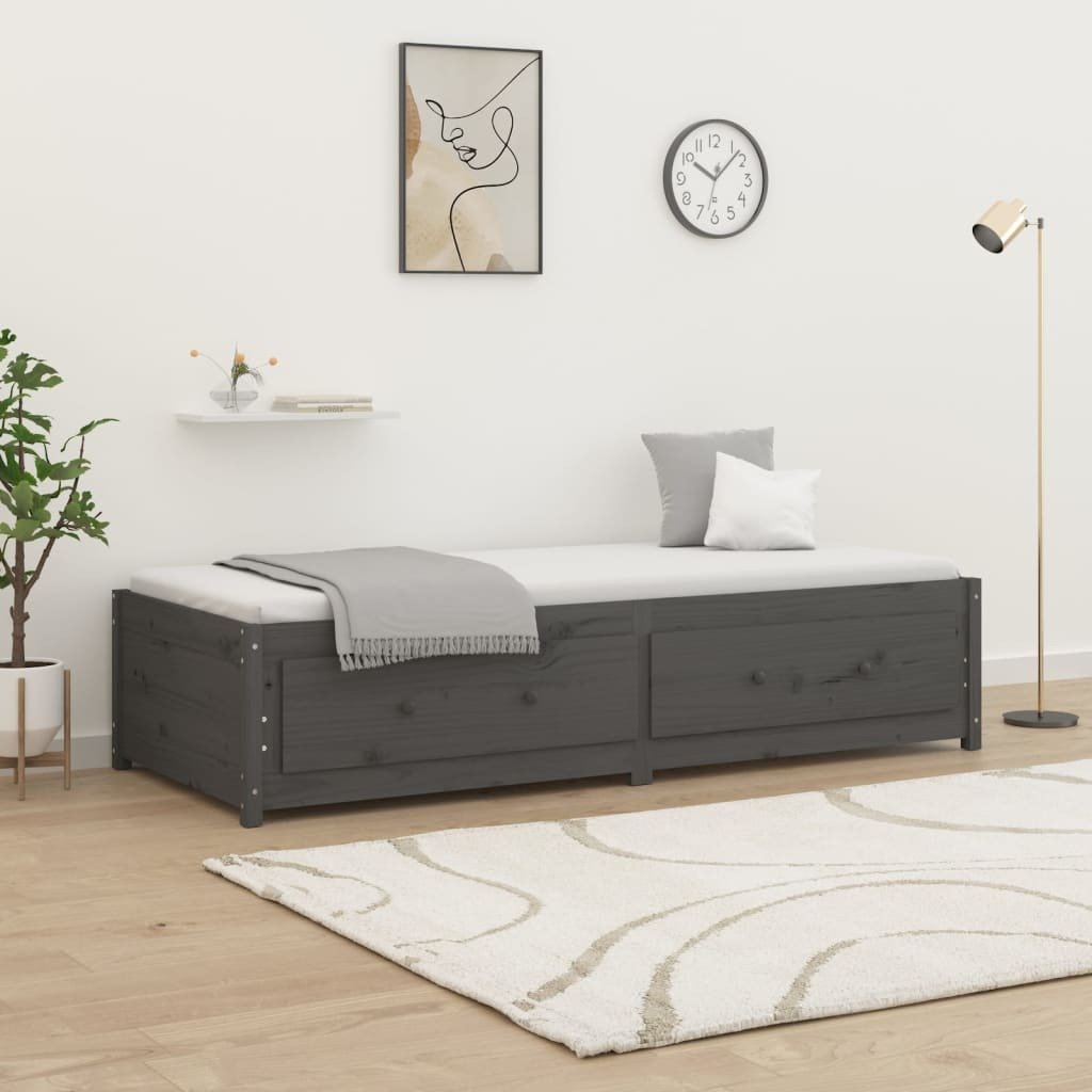 Łóżko dzienne szare 90x200 cm lite drewno sosnowe