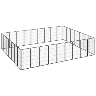 vidaXL Kojec dla psa, 32 paneli, czarny, 50x100 cm, stal - Sprzęt podróżny i transportery dla psów - miniaturka - grafika 1