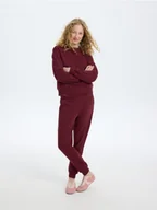 Spodnie damskie - Reserved - Spodnie dresowe jogger z bawełną - bordowy - miniaturka - grafika 1