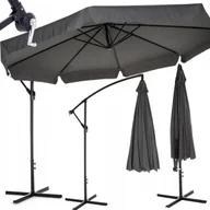 Parasole ogrodowe - PARASOL OGRODOWY DUŻY 350 cm Z WYSIĘGNIKIEM SKŁADANY SOLIDNY Z FALBANĄ XXL - miniaturka - grafika 1