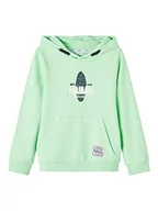Bluzy dla chłopców - NAME IT Nkmdagor Ls Sweat W Hood Unb bluza chłopięca, Green Ash, 146-152 - miniaturka - grafika 1