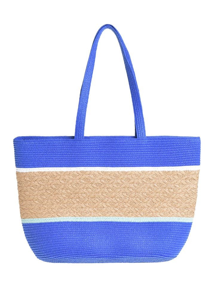 BLE Shopper bag w kolorze beżowo-niebieskim - 48 x 30 x 14 cm