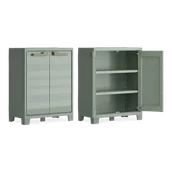 Szafy - Keter Niska szafa Planet na narzędzia ogrodowe, jadeitowy szary - miniaturka - grafika 1