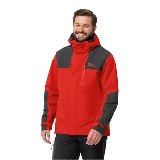 Kurtki męskie - Męska kurtka przeciwdeszczowa Jack Wolfskin JASPER JKT MEN strong red - S - grafika 1