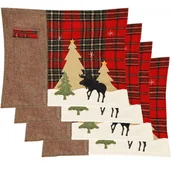 Obrusy i serwetki - Podkładki na stół świąteczne 4 szt. 44x33cm mata czerwona z reniferem - miniaturka - grafika 1