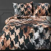 Pościel - Eurofirany Pościel ekskluzywna 220x200 Zoja 01 Pepitka brązowa czarna z naturalnej tkaniny z włóknem TENCEL o jedwabistym dotyku - miniaturka - grafika 1