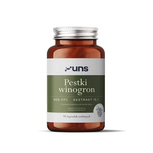UNS Pestki Winogron 95% Opc Ekstrakt 15:1 90vegcaps - Witaminy i minerały dla sportowców - miniaturka - grafika 1