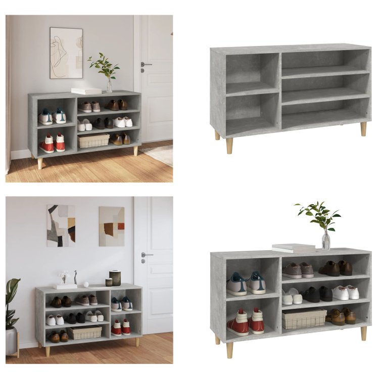 vidaXL Stojak na buty betonowy szary 102x36x60 cm materiał drewnopochodny - Szafka na buty - Szafki na buty - Stojak na buty - Przechowywanie butów