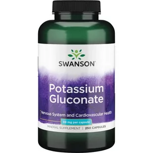 SWANSON Potassium Gluconate 99mg (250 kaps.) - Suplementy naturalne - miniaturka - grafika 1