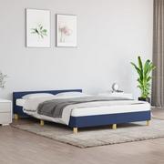 Łóżka - Lumarko Rama łóżka z zagłówkiem, niebieska, 140x200 cm, obita tkaniną - miniaturka - grafika 1