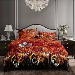 Cotton World Pościel mikrofibra 200x220 4cz FBA13 czerwona fale czerwone fale - Pościel - miniaturka - grafika 1