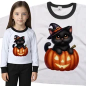 Piżamy dla dziewczynek - Piżama dziecięca Czarny Kotek Czarodziej W Dyni Halloween 86/92 - VoloDonum - miniaturka - grafika 1
