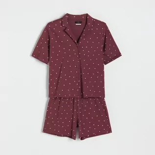 Piżamy damskie - Reserved - Dwuczęściowa piżama w groszki - Fioletowy - grafika 1