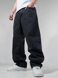 Szerokie Spodnie Jeansowe Baggy Męskie Czarne Jigga Wear Crown XL - Spodnie męskie - miniaturka - grafika 1