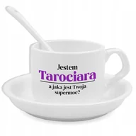 Gadżety dla niej i dla niego - Zestaw Filiżanka Łyżeczka Podstawka JESTEM TAROCIARĄ Na Prezent Wzory - miniaturka - grafika 1