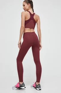 Reebok legginsy treningowe Lux Collection kolor bordowy gładkie - Legginsy - miniaturka - grafika 1