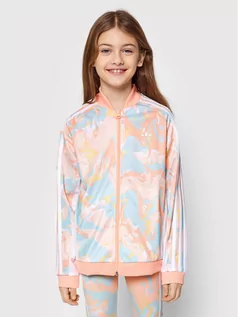 Bluzy dla dziewczynek - Adidas Bluza Marble Print SST H22634 Różowy Regular Fit - grafika 1