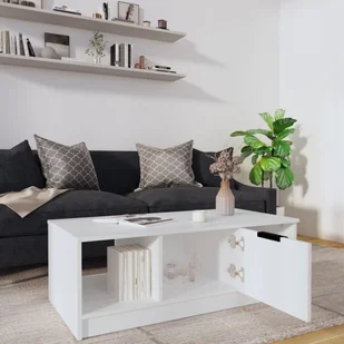Lumarko Stolik kawowy, biały, 102x50x36 cm, materiał drewnopochodny - Ławy i stoliki kawowe - miniaturka - grafika 8