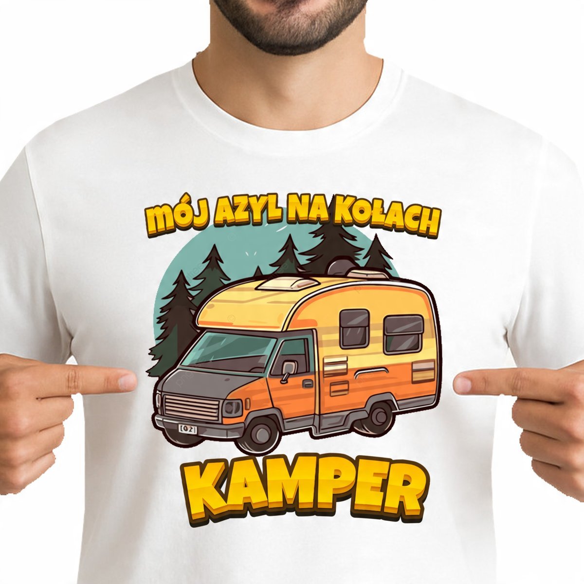 KOSZULKA MĘSKA KAMPER MÓJ AZYL NA KOŁACH CAMPER CAMPING PREMIUM XXL 3452