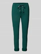 Spodnie damskie - Spodnie materiałowe o kroju skinny fit z tunelem - miniaturka - grafika 1