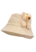 Czapki dla dzieci - Dziecięcy kapelusz na zimę KOOP z misiem beż - miniaturka - grafika 1