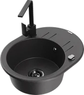 Zlewozmywaki z baterią - Mexen Kevin zlewozmywak granitowy 1-komorowy z ociekaczem i baterią kuchenną Rita, czarny nakrapiany - 6517-76-670300-70-B - miniaturka - grafika 1