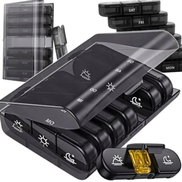 Kasetka Tygodniowa na Leki Suple Suplementy Organizer 3 Pory Dnia / 7 Dni
