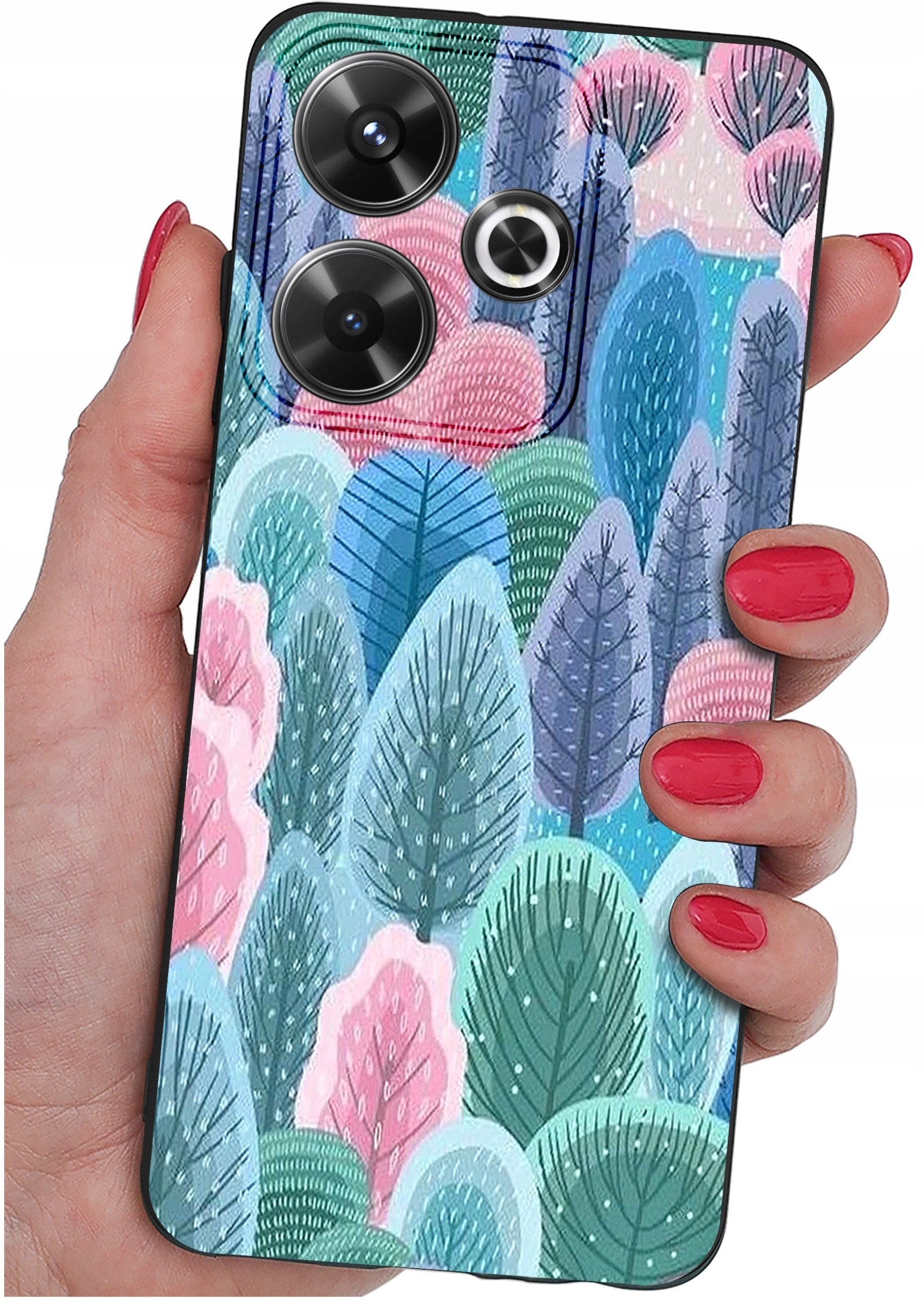 Etui do Xiaomi Redmi 13 4G WZORYSILIKONOWE MATT CASE + SZKŁO 9H