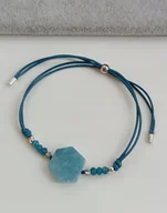 Bransoletki - LUKSUSOWA NIEBIESKA BRANSOLETKA REGULOWANA AMAZONIT AGAT STOPER STAL - miniaturka - grafika 1