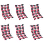 Poduszki ogrodowe - vidaXL Poduszki na krzesła, 6 szt., czerwona krata, 100x50x4 cm - miniaturka - grafika 1