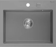 Zlewozmywaki - Mexen Oscar zlewozmywak granitowy 1-komorowy 580 x 490 mm, szary, syfon chrom - 6519581000-71 - miniaturka - grafika 1