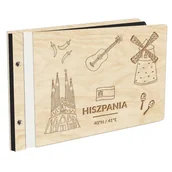 Albumy fotograficzne - Album Na Zdjęcia Państwa I Miasta Świata Hiszpania Spain W Drewnianej Oprawie Z Czarnymi Kartami Z Grawerem - miniaturka - grafika 1