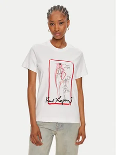 KARL LAGERFELD T-Shirt 245W1713 Biały Regular Fit - Koszulki i topy damskie - miniaturka - grafika 1