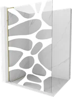 Ścianki i drzwi prysznicowe - Mexen Kioto L ścianka prysznicowa Walk-in 90 x 200 cm, biały wzór, złota - 800-090-103-50-97 - miniaturka - grafika 1