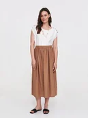 Spódnice - Beżowa spódnica midi - miniaturka - grafika 1