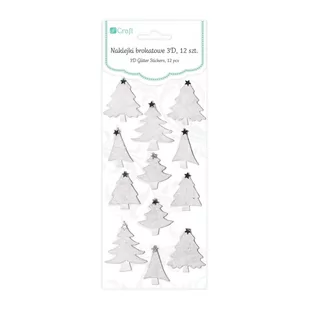 Craft Naklejki brokatowe 3D Choinki białe DPNB-006 DP - Przybory szkolne - miniaturka - grafika 1