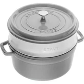 Brytfanny - Staub Brytfanna okrągła z Parowcem Cocotte Szara 26 cm 40510-605-0 - miniaturka - grafika 1