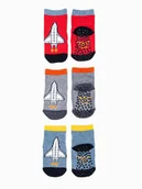 Skarpetki dla dzieci - Skarpety Chłopięce Bawełniane Z Rakietą I Abs 3Pak 17-19 - miniaturka - grafika 1