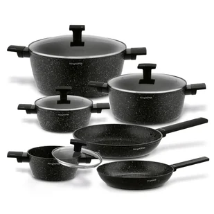 KOMPLET GARNKÓW INDUKCJA zestaw PATELNIE MARMUROWE non stick garnki + POKRYWKI 10 el Konighoffer - Zestawy garnków i patelni - miniaturka - grafika 1