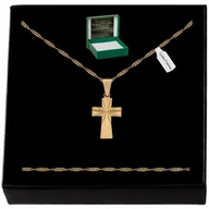 Biżuteria dla dzieci - ZŁOTY ŁAŃCUSZEK + ZAWIESZKA KRZYŻYK PR. 925/585 14K + GRAWER GRATIS KOMUNIA - miniaturka - grafika 1