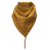 Chusty do noszenia dzieci - Hi Little One bandanka apaszka niemowlęca BOHO LEAF Ochre Pom Pom - miniaturka - grafika 1