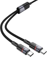 Kable USB - Kabel 2w1 USB C do USB C / USB C Hoco 5A 100W 1,2 m U139 czarny - miniaturka - grafika 1