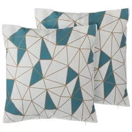 Poduszki dekoracyjne - Beliani Zestaw 2 poduszek dekoracyjnych w siatkę 45 x 45 cm niebieski CLARKIA - miniaturka - grafika 1