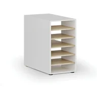 Inne meble biurowe - Szafka za półkami do stołu roboczego PRIMO WHITE, prawy, biały/dąb naturalny - miniaturka - grafika 1