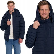 Kurtki męskie - KURTKA MĘSKA PIKOWANA LEKKO OCIEPLANA Z PODSZEWKĄ ODPINANY KAPTUR MORAJ L NAVY - miniaturka - grafika 1