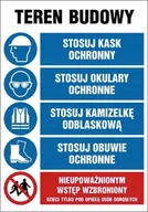 Okulary ochronne - Tablica Teren budowy Stosuj kask okulary kamizelkę 70x100cm PCV 5mm - miniaturka - grafika 1
