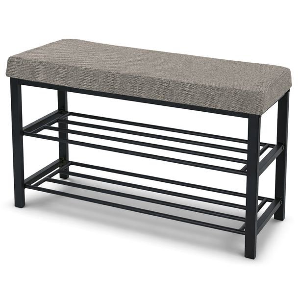Ławka Tapicerowana Szafka Na Buty Siedzisko Loft 79cm Plec Brąz