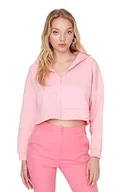 Bluzy damskie - Trendyol Damska bluza z kapturem gładka dopasowana bluza, jasnoróżowa, XL, Jasnoróżowy - miniaturka - grafika 1
