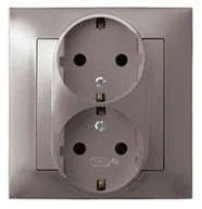 Gniazdka elektryczne - Ospel Gniazdo ścienne IMPRESJA Podwójne z/u schuko tytan GP-2YS/23 - miniaturka - grafika 1
