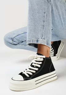 Czarne Trampki na Platformie za Kostkę Ileni - Trampki damskie - miniaturka - grafika 1